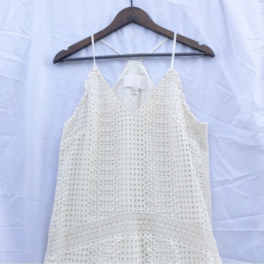 J. CREW COLLECTION | RUFFLE-HEM SPAGHETTI STRAP EYELET DRESS SIZE 8